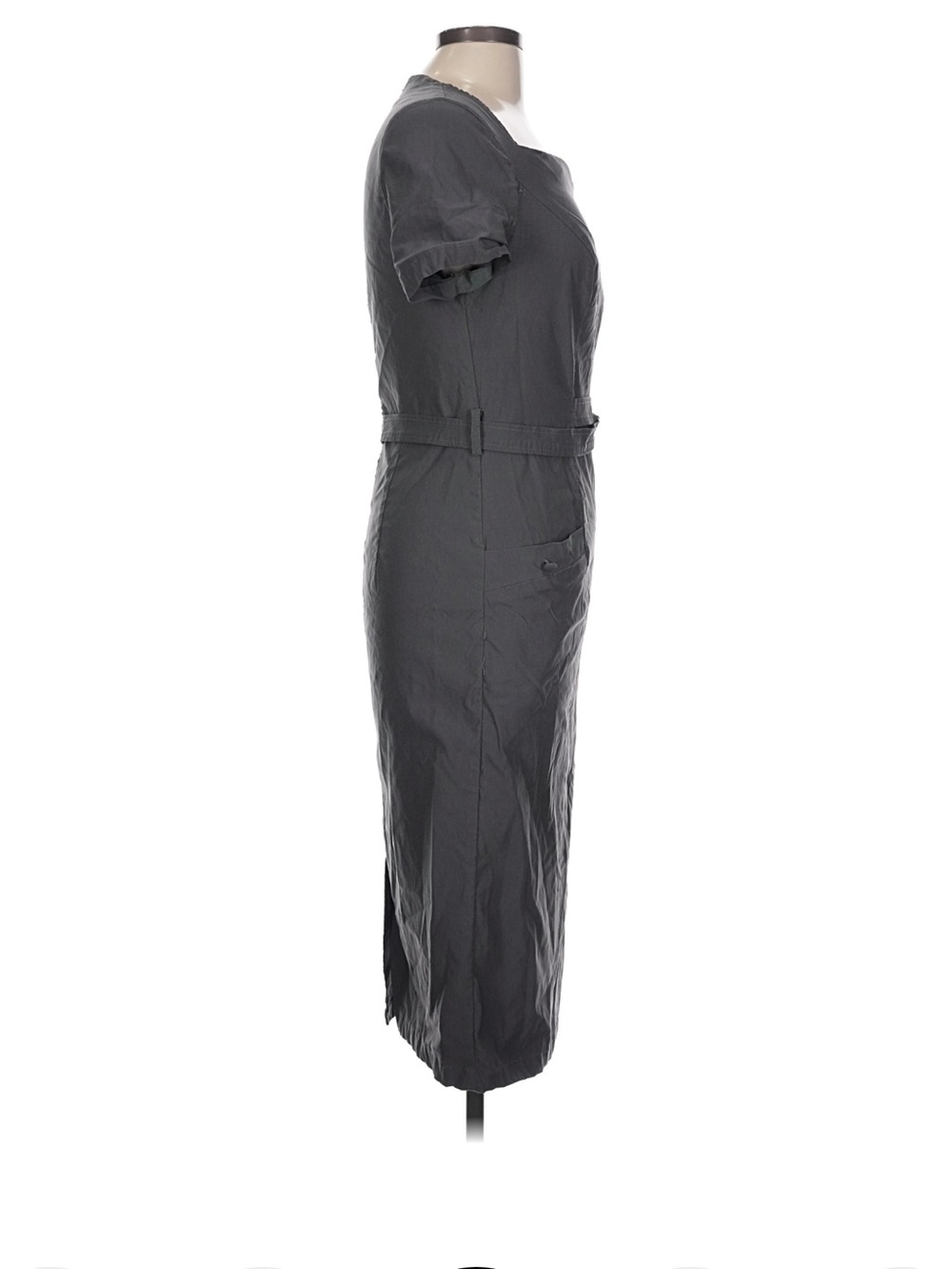 Belle Poque Square-Neck Midi Dress in Charcoal Gray, Large, EUC - Picture 5 of 7